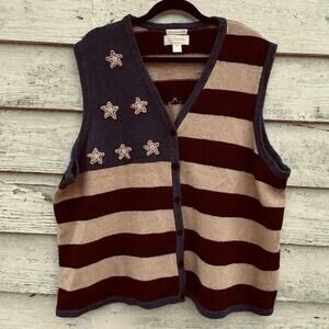 C.J.BANKS Red White & Blue patriotic knit cottage core art to wear plus size